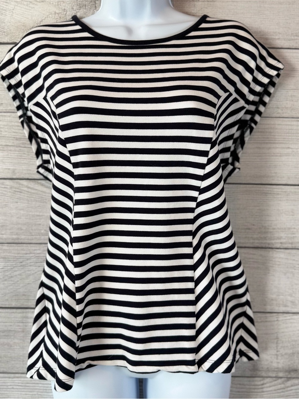 Striped Boatneck Tee - Navy & White Women’s Top - Picture 1 of 5